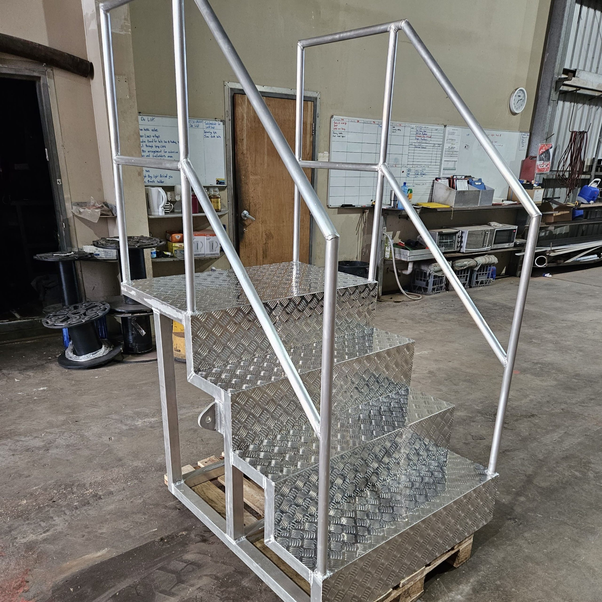 Custom aluminium steps fabricated in Exmouth by Specialised and Precision Engineering